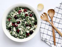 Cherry Kale Salad with Honey Lime Vinaigrette
